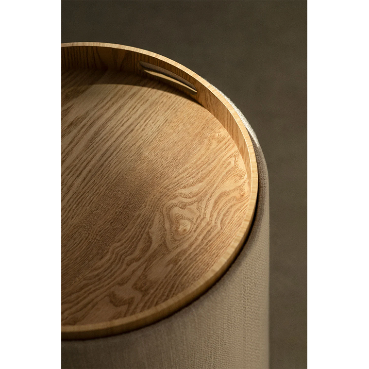 Puff Redondo con Bandeja y Almacenaje en Lino Berkeleni 39 cm 2