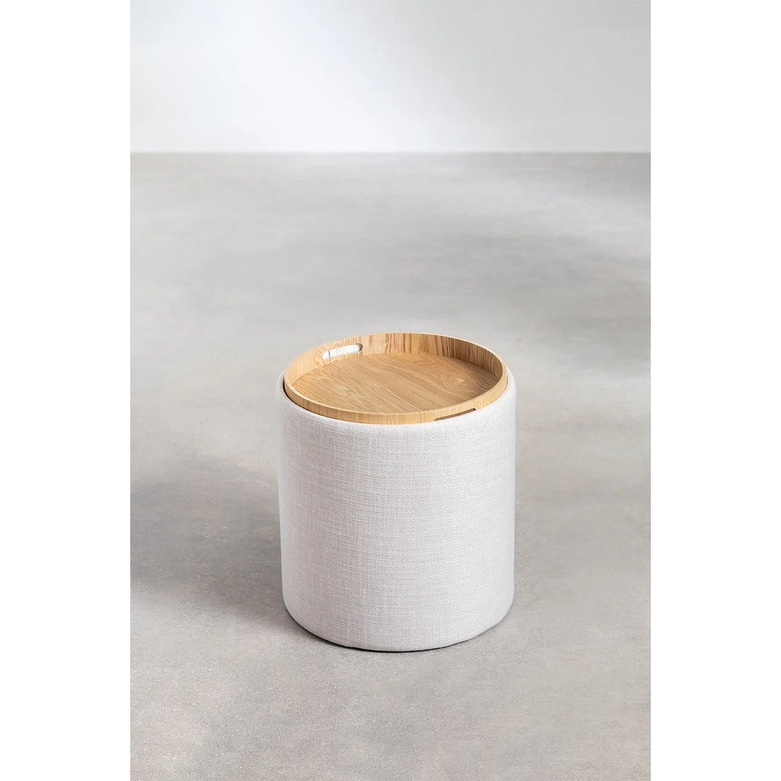 Puff Redondo con Bandeja y Almacenaje en Lino Berkeleni 39 cm 4