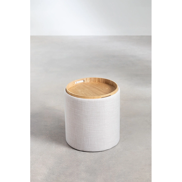 Puff Redondo con Bandeja y Almacenaje en Lino Berkeleni 39 cm 4