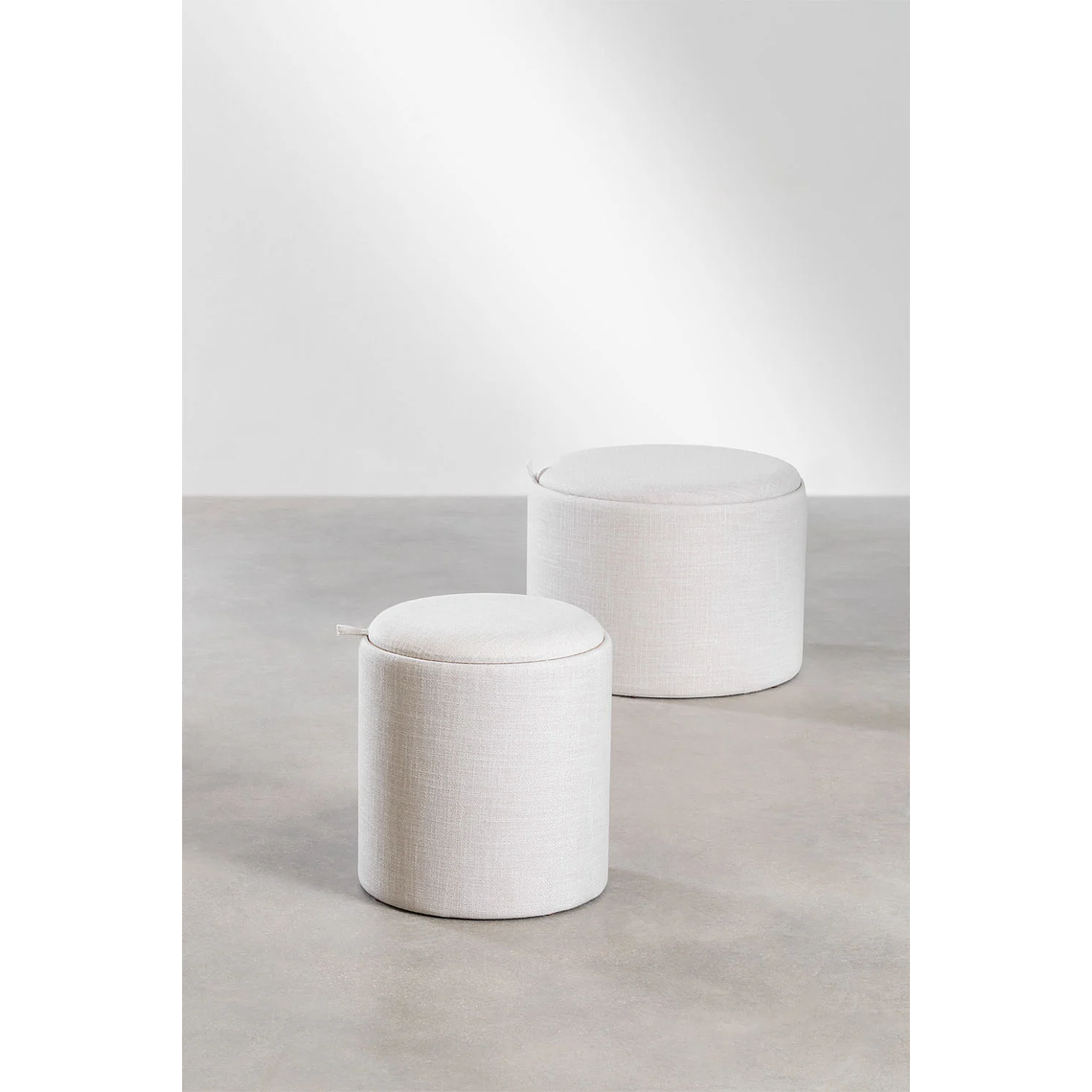 Puff Redondo con Bandeja y Almacenaje en Lino Berkeleni 39 cm 8