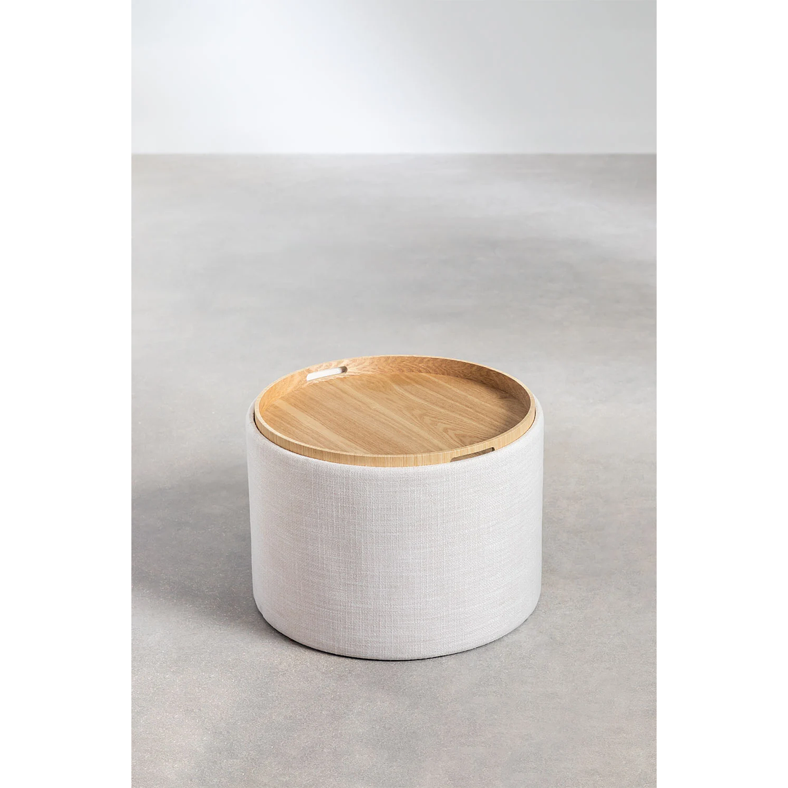 Puff Redondo con Bandeja y Almacenaje en Lino Berkeleni 56 cm 4