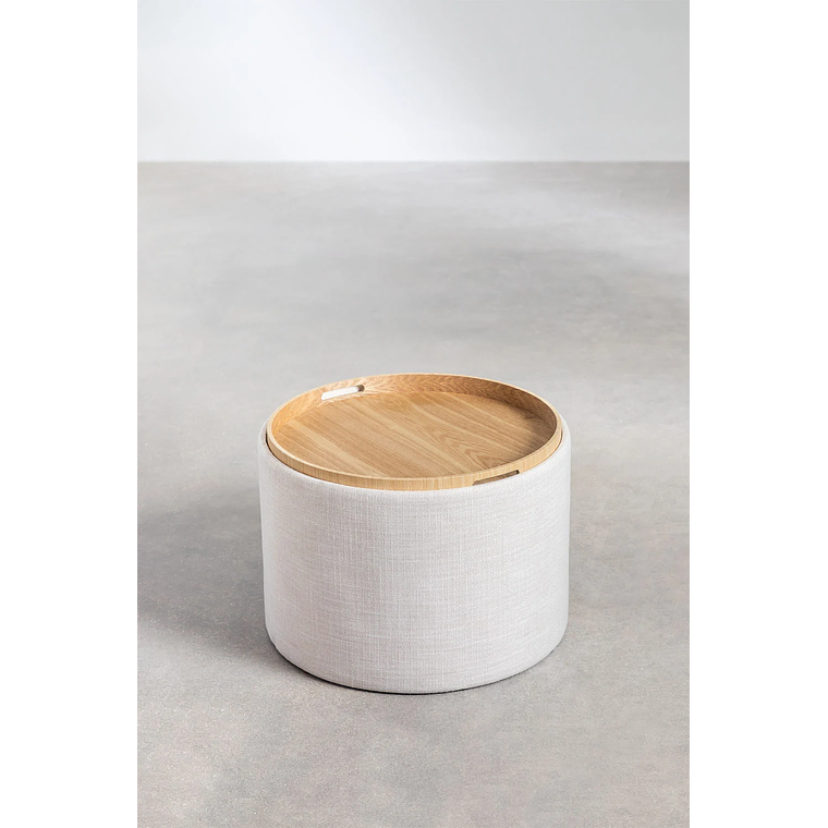 Puff Redondo con Bandeja y Almacenaje en Lino Berkeleni 56 cm 4