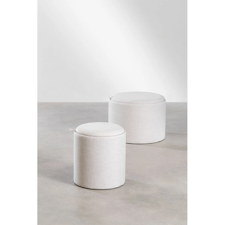 Puff Redondo con Bandeja y Almacenaje en Lino Berkeleni 56 cm 8