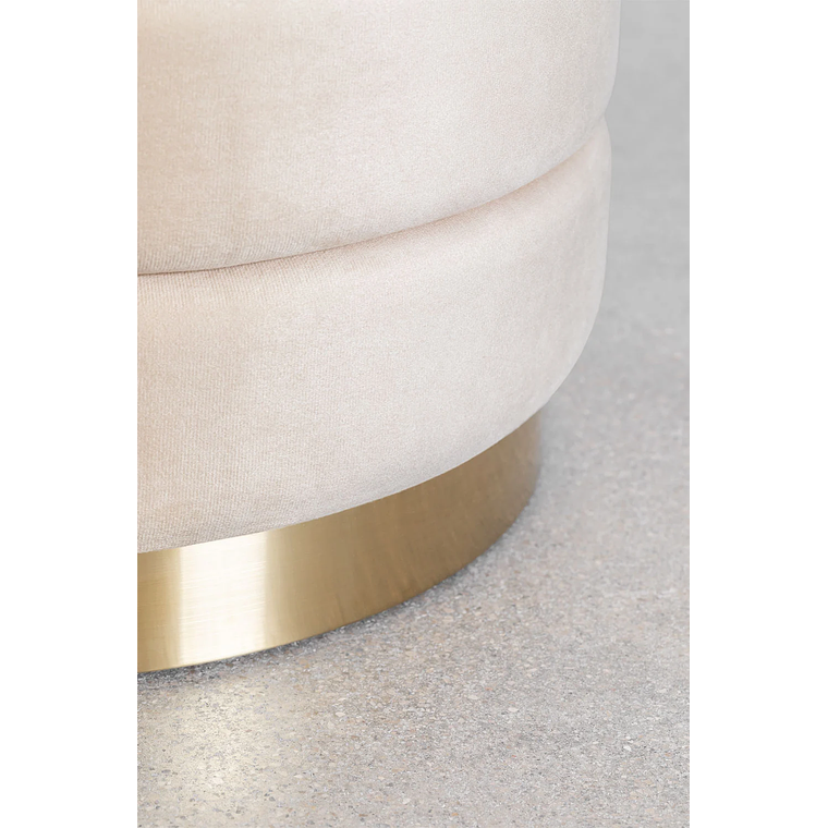 Puff con Almacenaje en Terciopelo Bradford 40 cm blanco roto 4