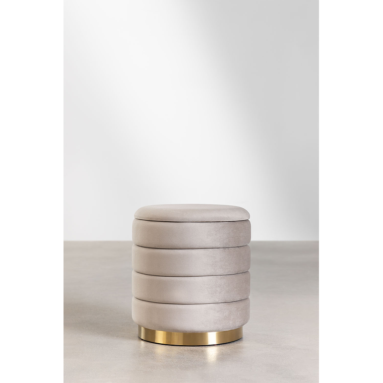 Puff con Almacenaje en Terciopelo Bradford 40 cm gris topo claro 2