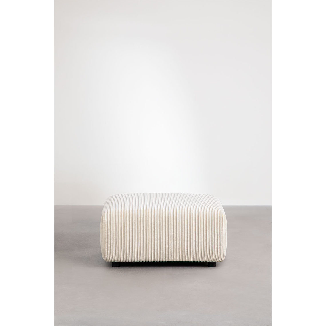 Puff (85x85 cm) para sofá modular Bruna pana beige lino 2