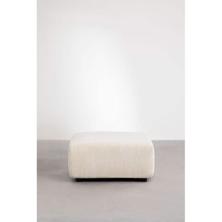 Puff (85x85 cm) para sofá modular Bruna pana beige lino 2