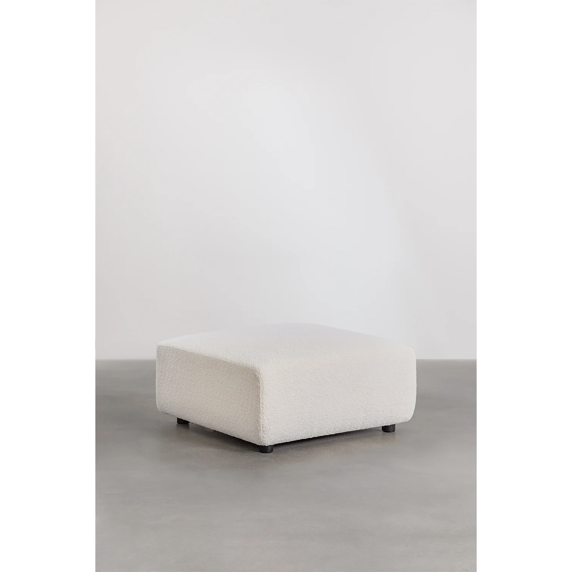 Puff (85x85 cm) para sofá modular Bruna bouclé blanco 1