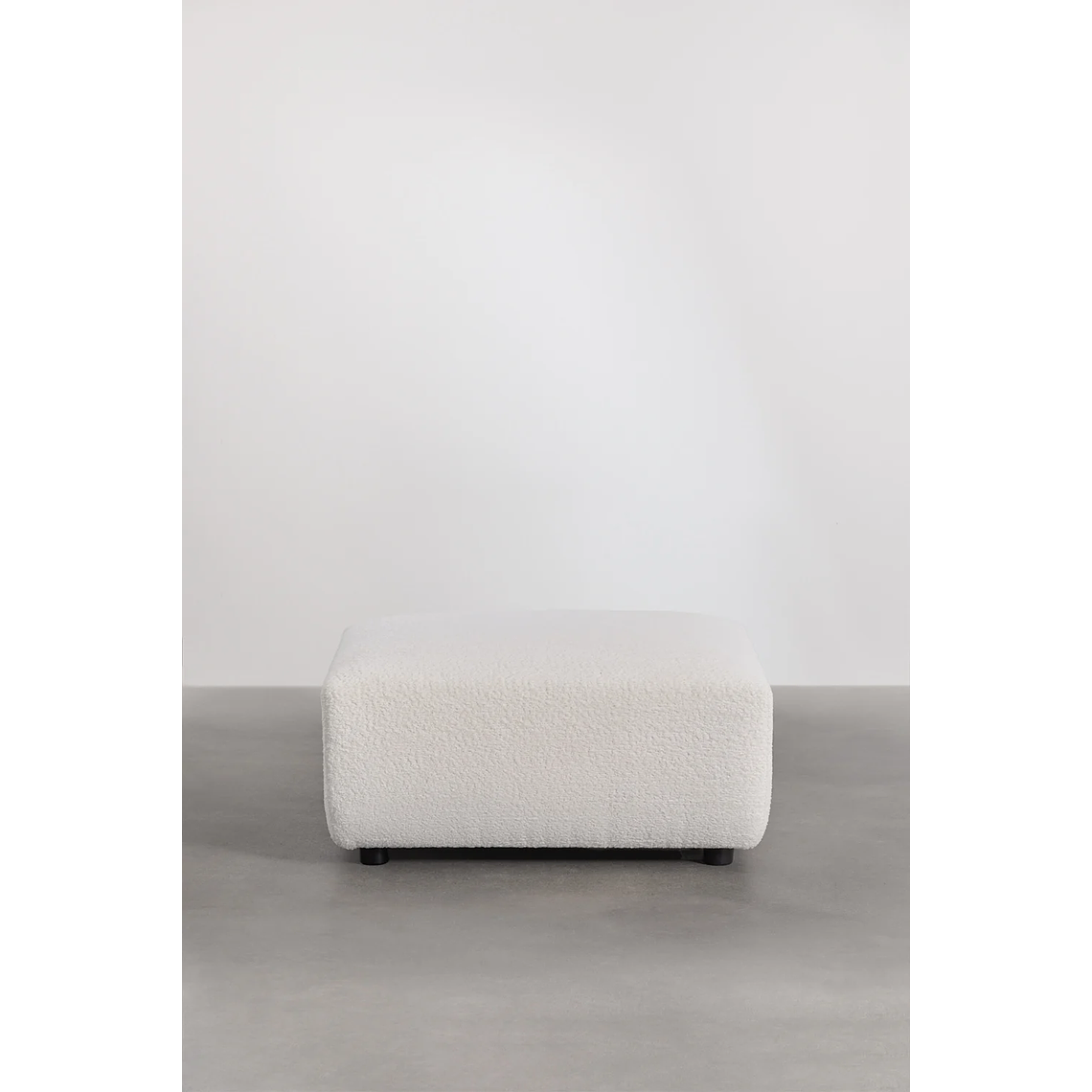 Puff (85x85 cm) para sofá modular Bruna bouclé blanco 2