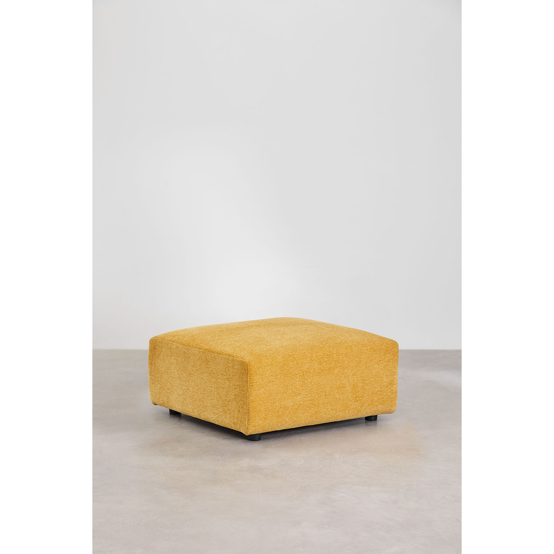 Puff (85x85 cm) para sofá modular Bruna tela chenila mostaza 1