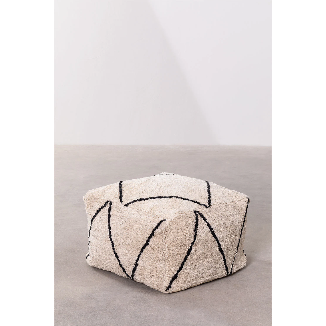 Puff Cuadrado de Algodón Dota beige crema 65 cm 2