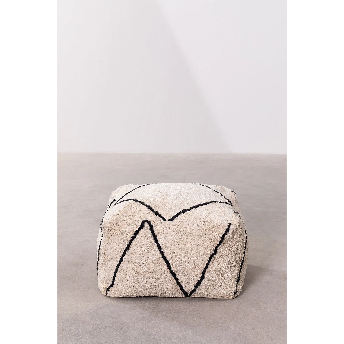 Puff Cuadrado de Algodón Dota beige crema 65 cm 3