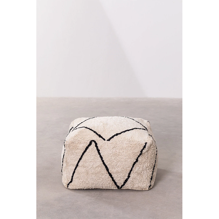 Puff Cuadrado de Algodón Dota beige crema 65 cm 3