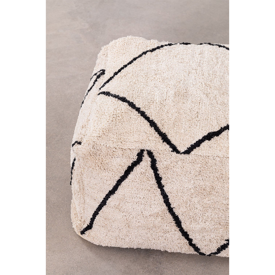 Puff Cuadrado de Algodón Dota beige crema 65 cm 4