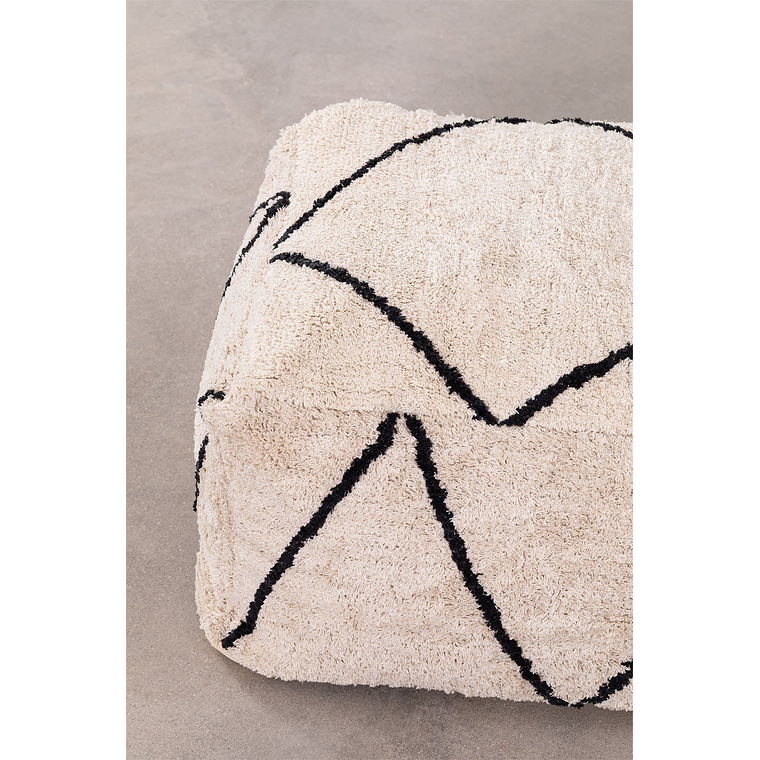 Puff Cuadrado de Algodón Dota beige crema 65 cm 4