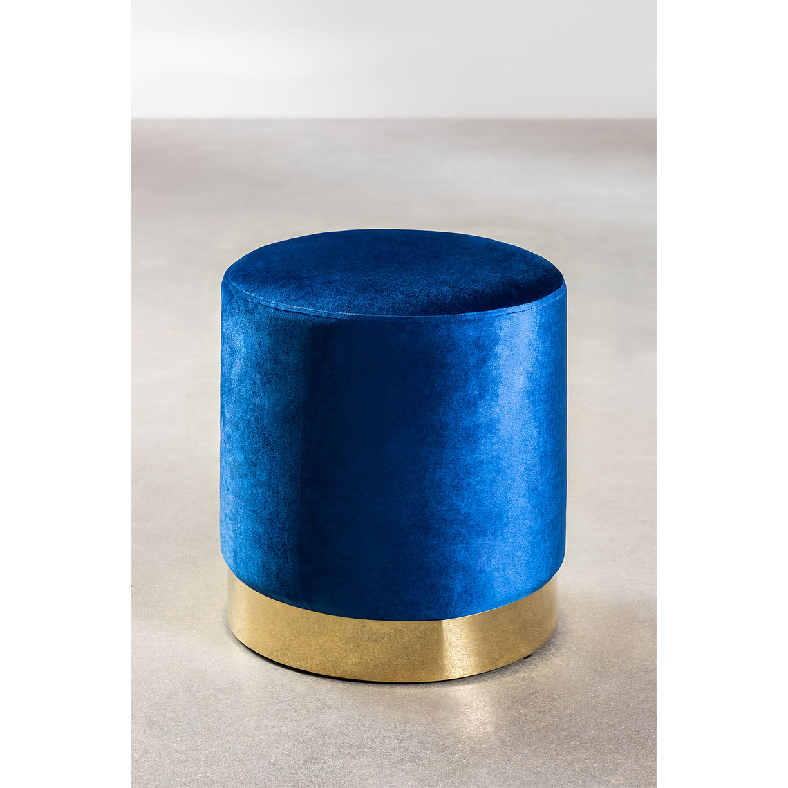 Puff Redondo en Terciopelo Flikez 35 cm azúl marino 1