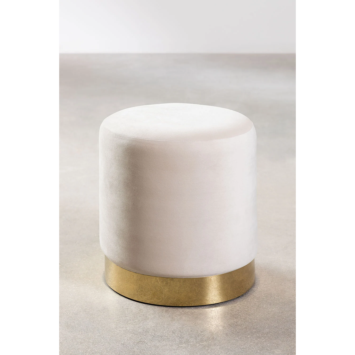 Puff Redondo en Terciopelo Flikez 35 cm marrón trigo 1