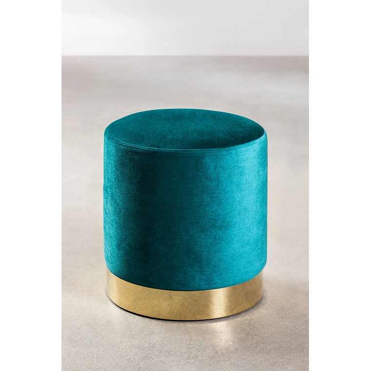 Puff Redondo en Terciopelo Flikez 35 cm azúl turqueza intenso 1