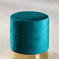 Puff Redondo en Terciopelo Flikez 35 cm azúl turqueza intenso - Miniatura 1