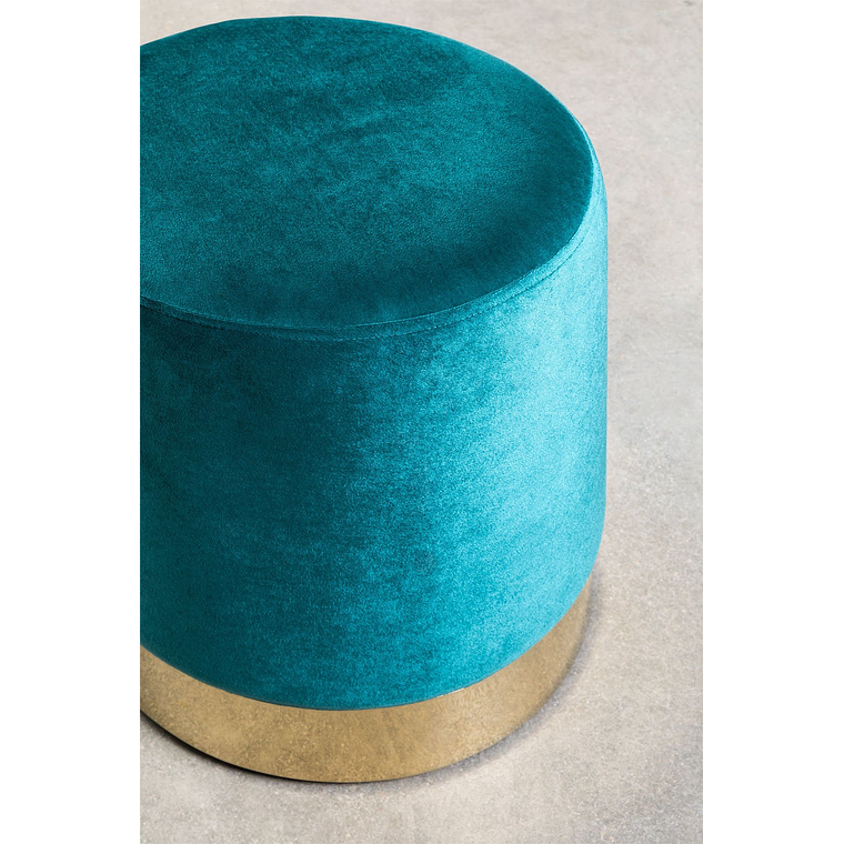 Puff Redondo en Terciopelo Flikez 35 cm azúl turqueza intenso 2