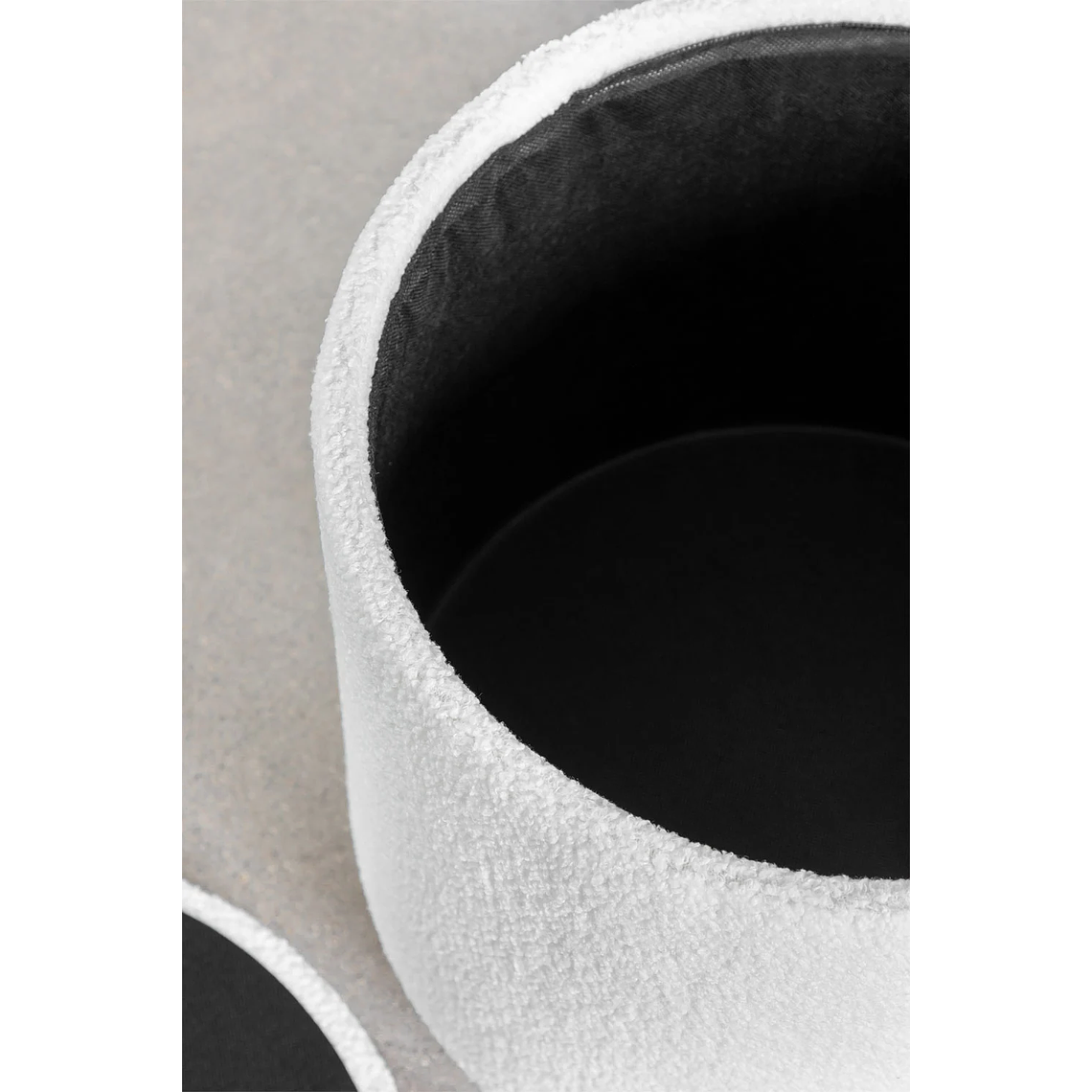 Puff Redondo con Almacenaje en Borreguito Mineyster color blanco 4