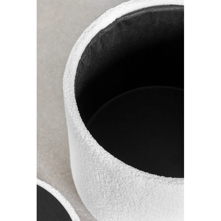 Puff Redondo con Almacenaje en Borreguito Mineyster color blanco 4