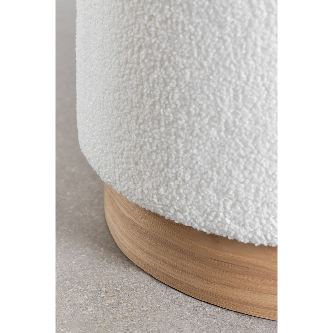 Puff Redondo con Almacenaje en Borreguito Mineyster color blanco 5