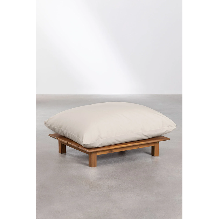 Puff en Madera de Acacia Brina 92 cm beige crema 1