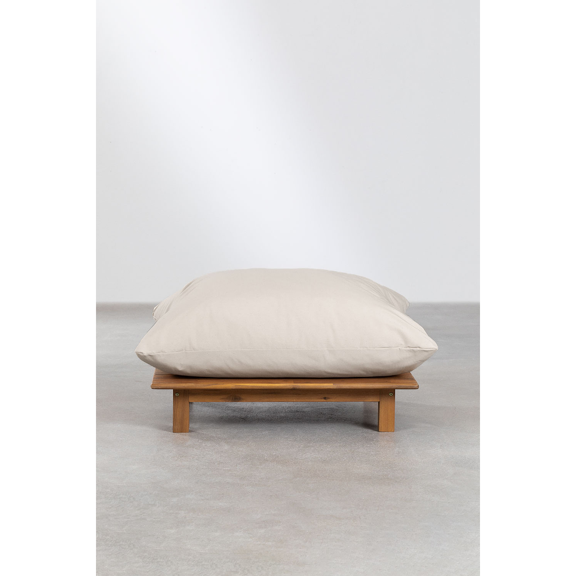 Puff en Madera de Acacia Brina 92 cm beige crema 3
