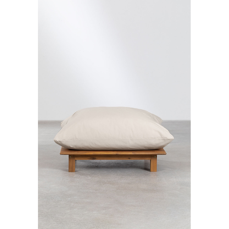 Puff en Madera de Acacia Brina 92 cm beige crema 3
