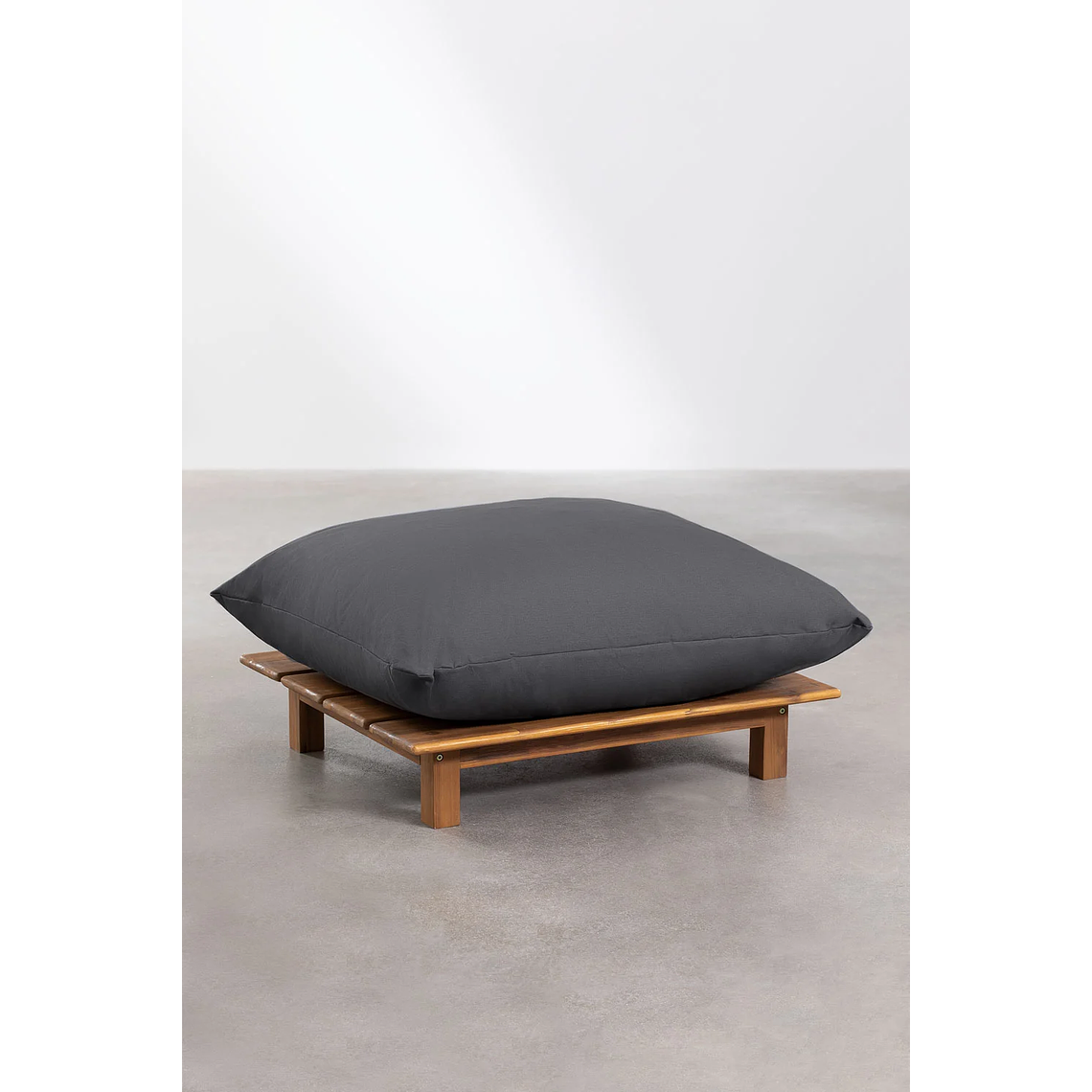 Puff en Madera de Acacia Brina 92 cm gris antracita 1