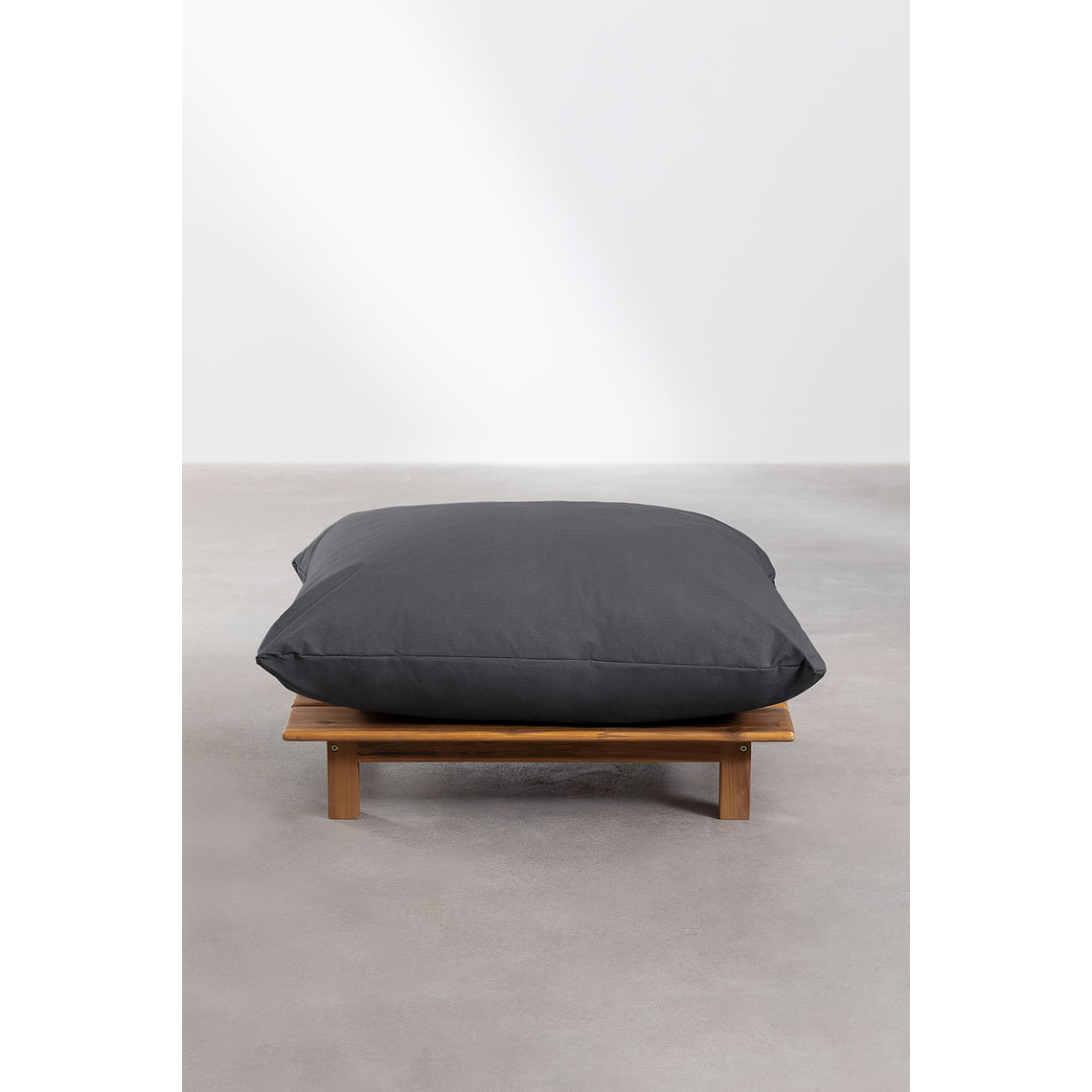 Puff en Madera de Acacia Brina 92 cm gris antracita 3