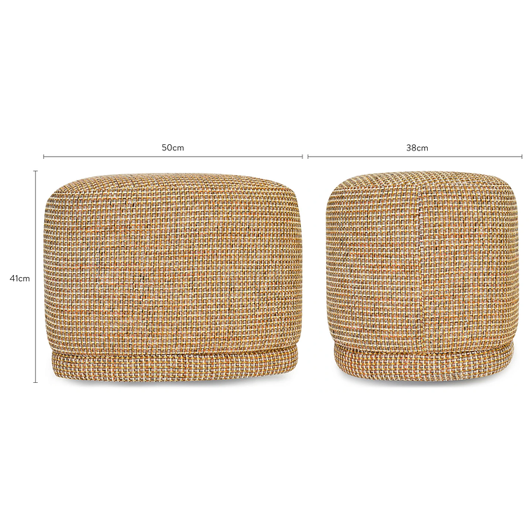 Puff Enzo 50 cm madera bouclé crudo 5