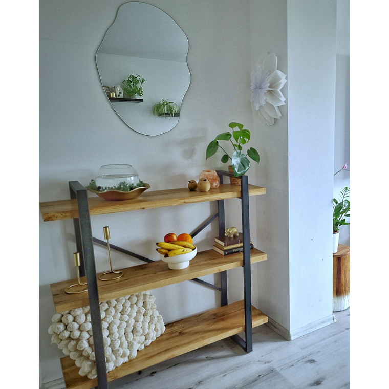 Estante de madera clara/negro 111 cm TIMBER 3