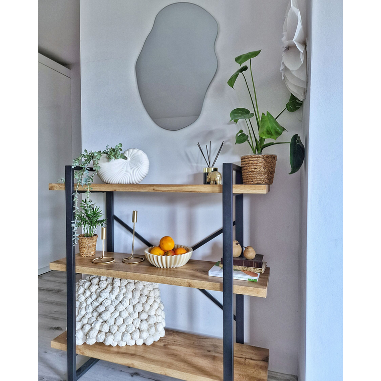 Estante de madera clara/negro 111 cm TIMBER 4