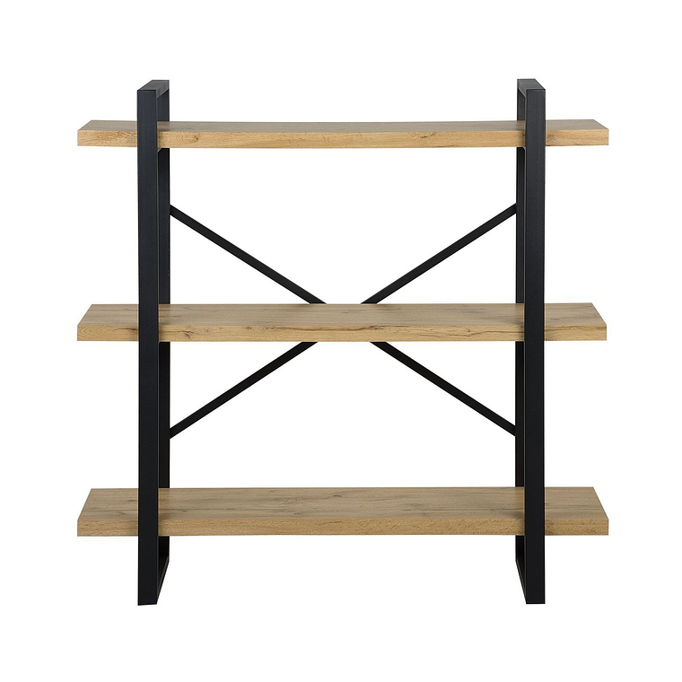 Estante de madera clara/negro 111 cm TIMBER 5