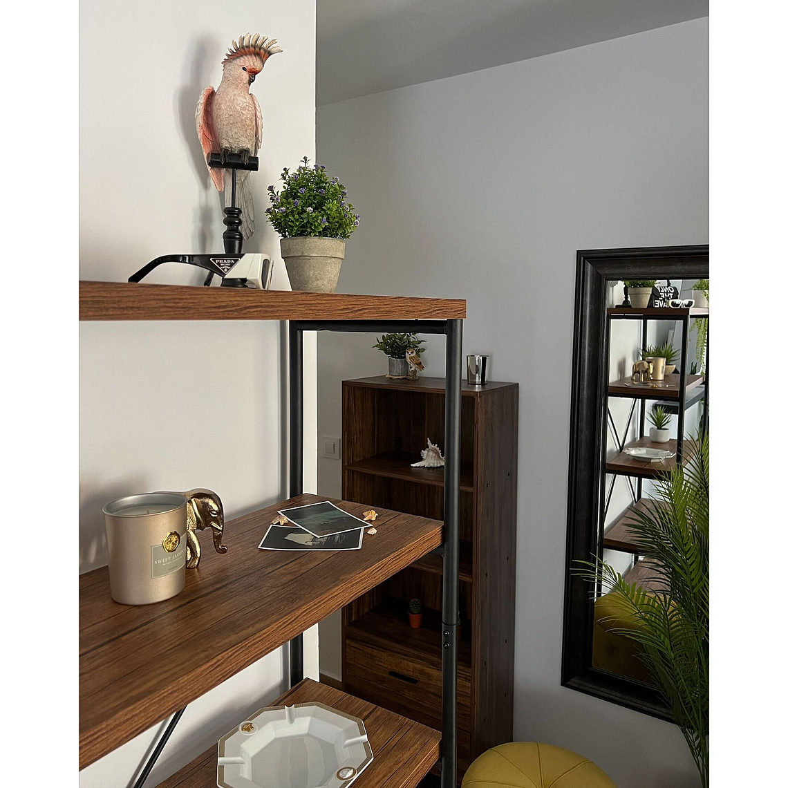 Estante madera oscura/negro 160 cm BRISBANE 5