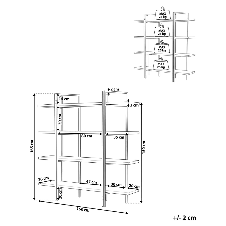 Estante madera oscura 165 cm COMPTON 9