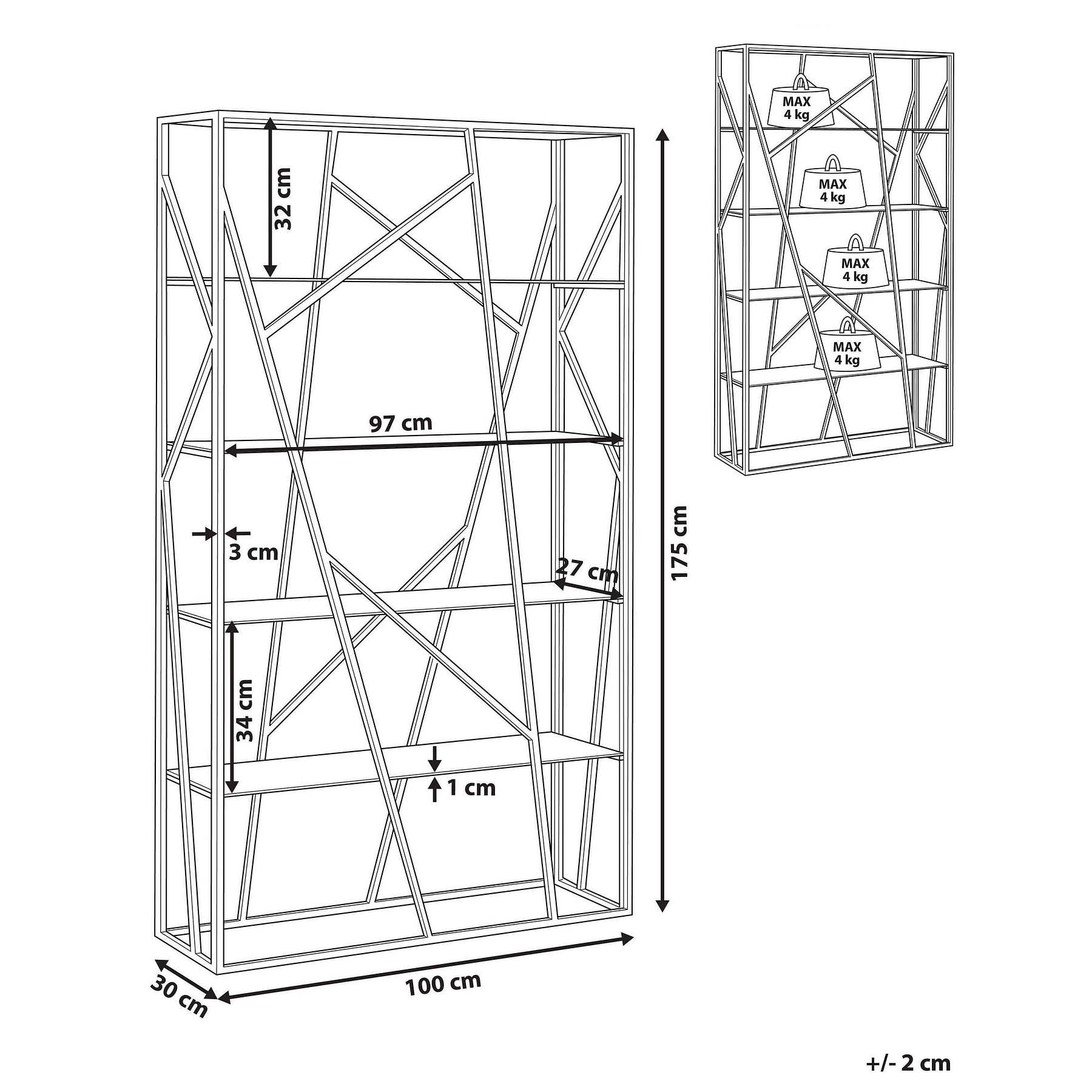 Estante de metal plateado 175 cm HOXIE