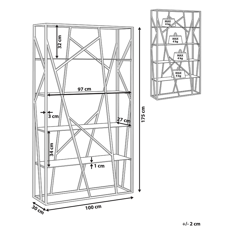 Estante de metal plateado 175 cm HOXIE 9