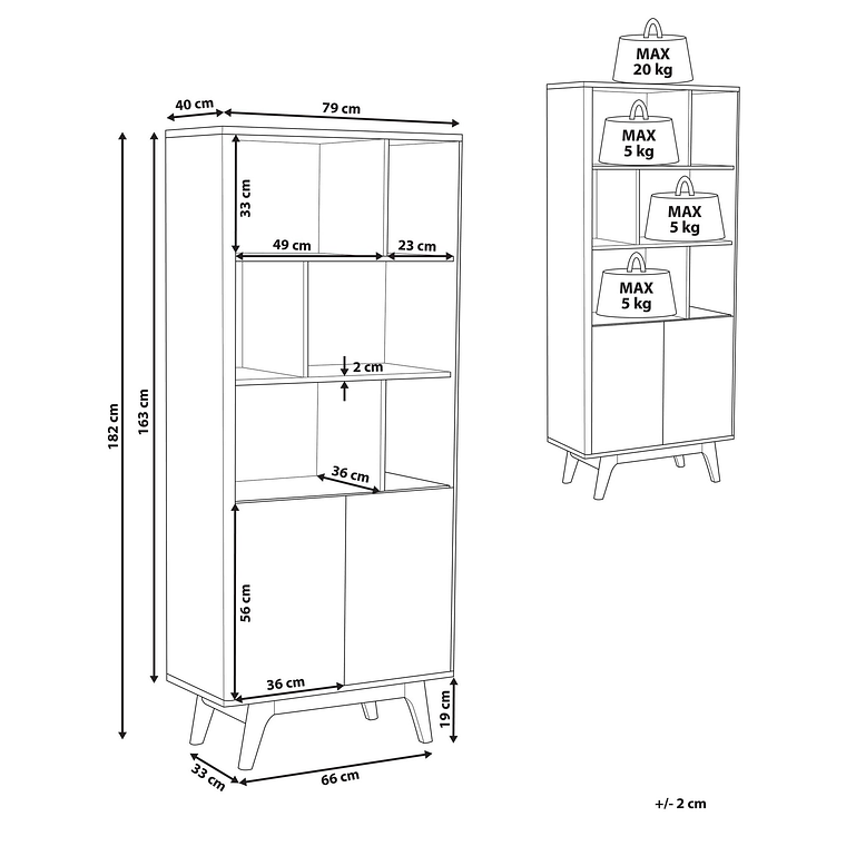 Estante madera oscura/blanco 182 cm COLUMBUS 15
