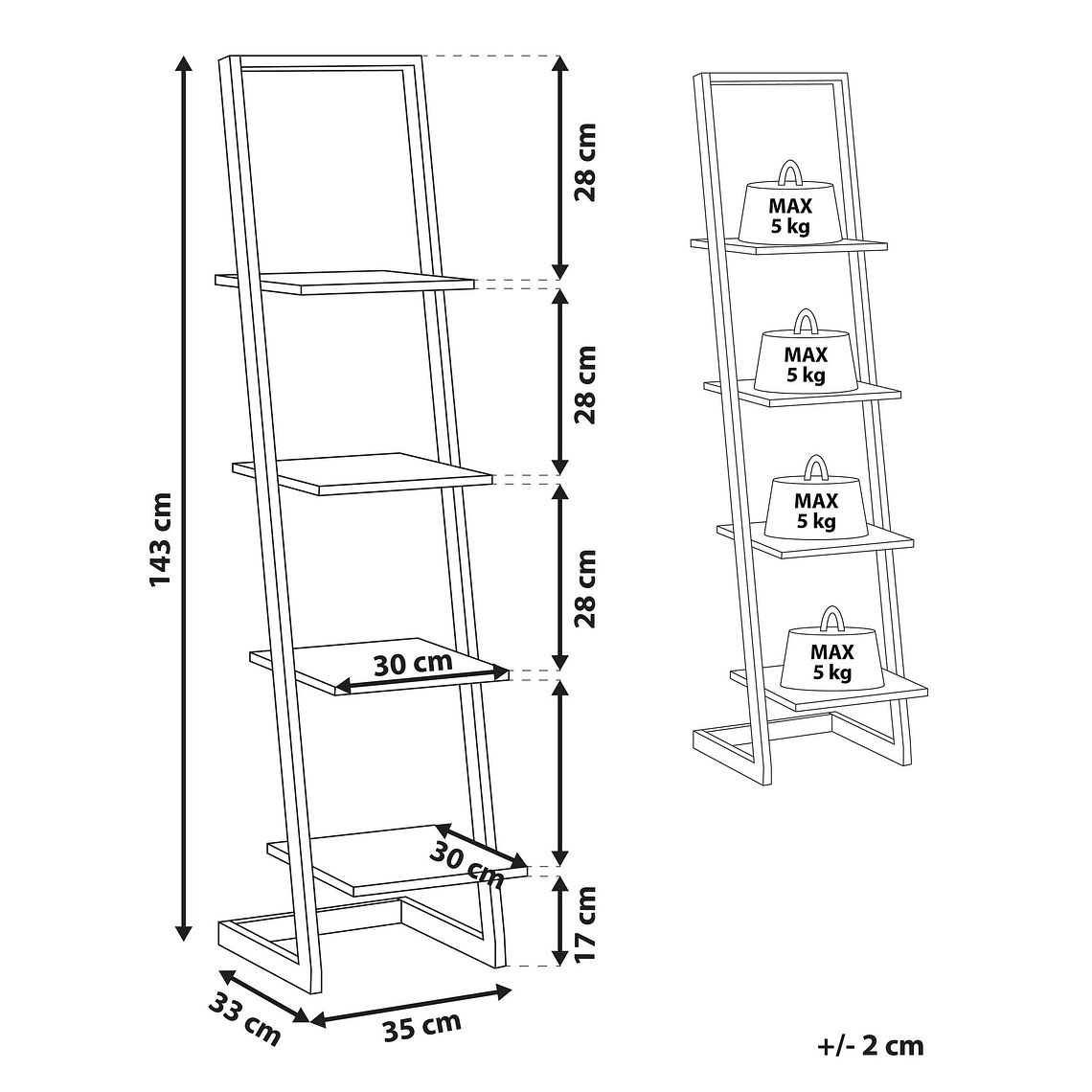 Estante negro/madera oscura 143 cm JOPLIN 8