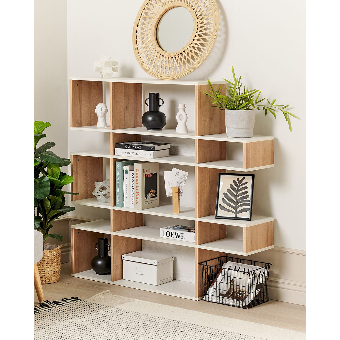 Estante madera clara/blanco 120 cm AMARILO 2