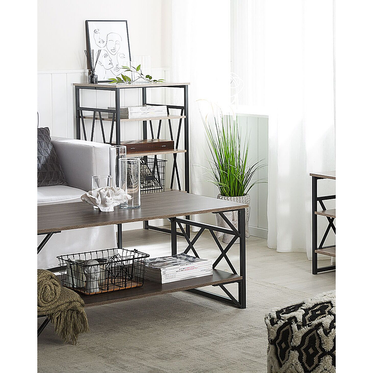 Estante madera oscura/negro/gris pardo 101 cm KEENE 4