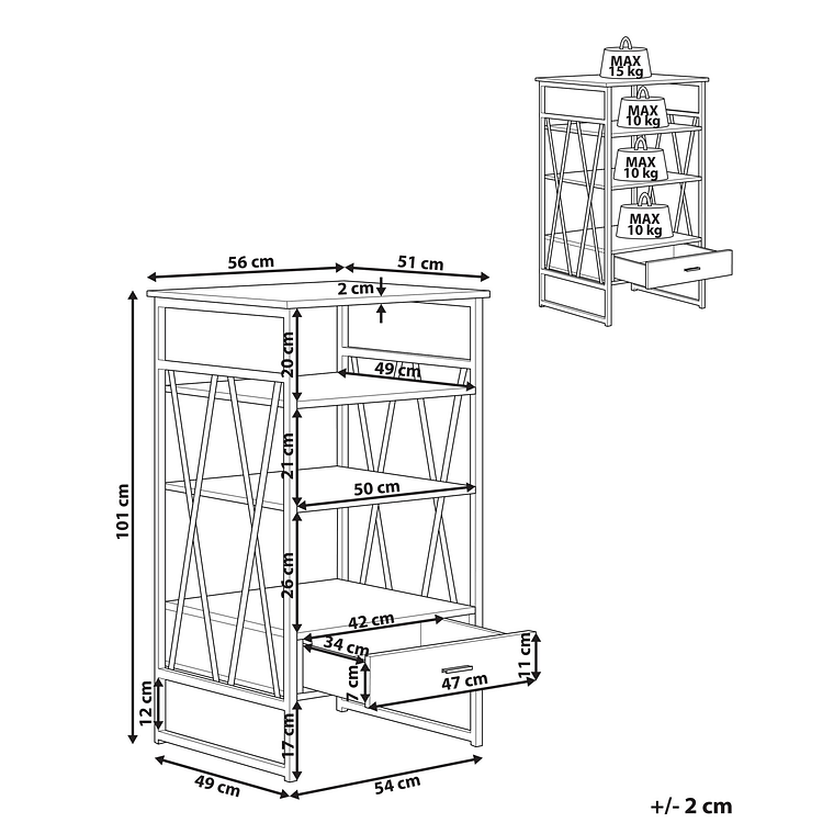 Estante madera oscura/negro/gris pardo 101 cm KEENE 12
