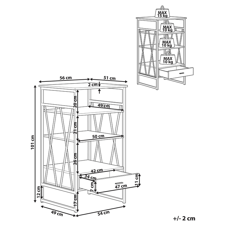Estante madera clara/negro 101 cm KEENE 9