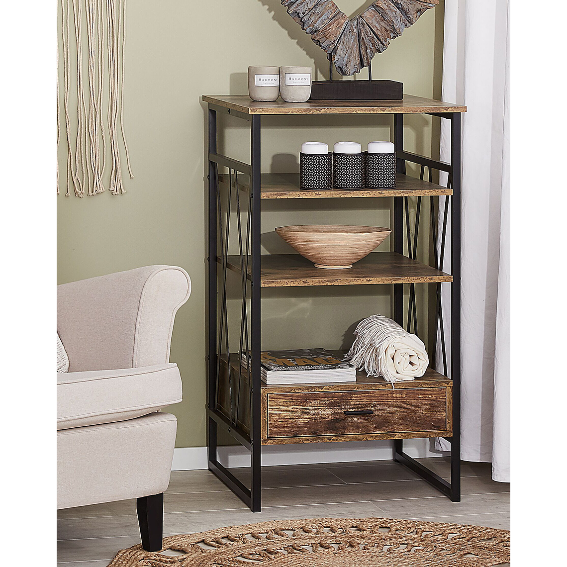 Estante madera oscura/negro 101 cm KEENE 2