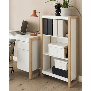 Estante de 3 niveles madera clara y blanco JOHNSON