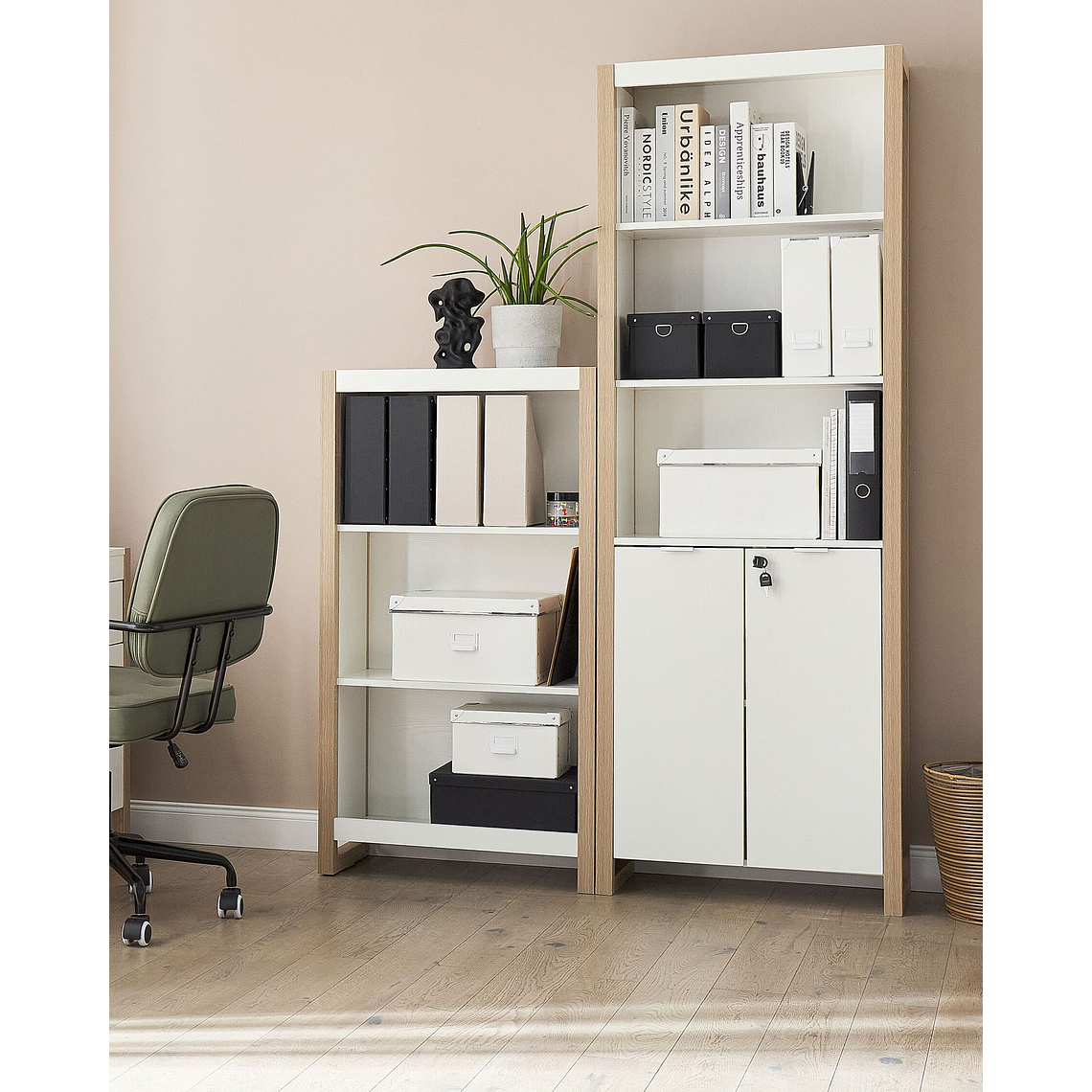 Estante de 3 niveles madera clara y blanco JOHNSON 4