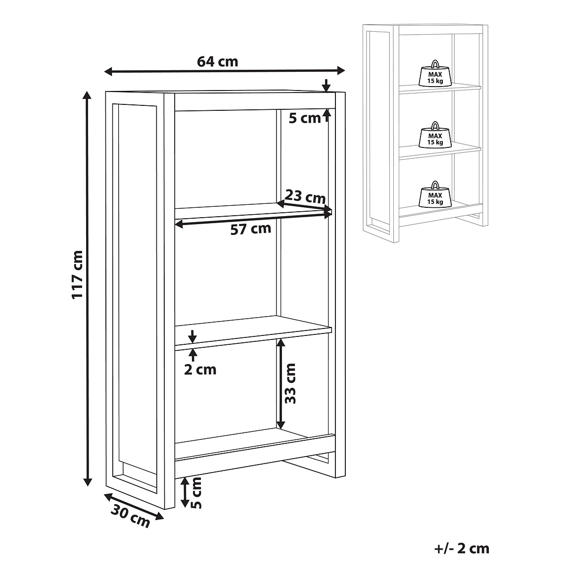 Estante de 3 niveles madera clara y blanco JOHNSON 10